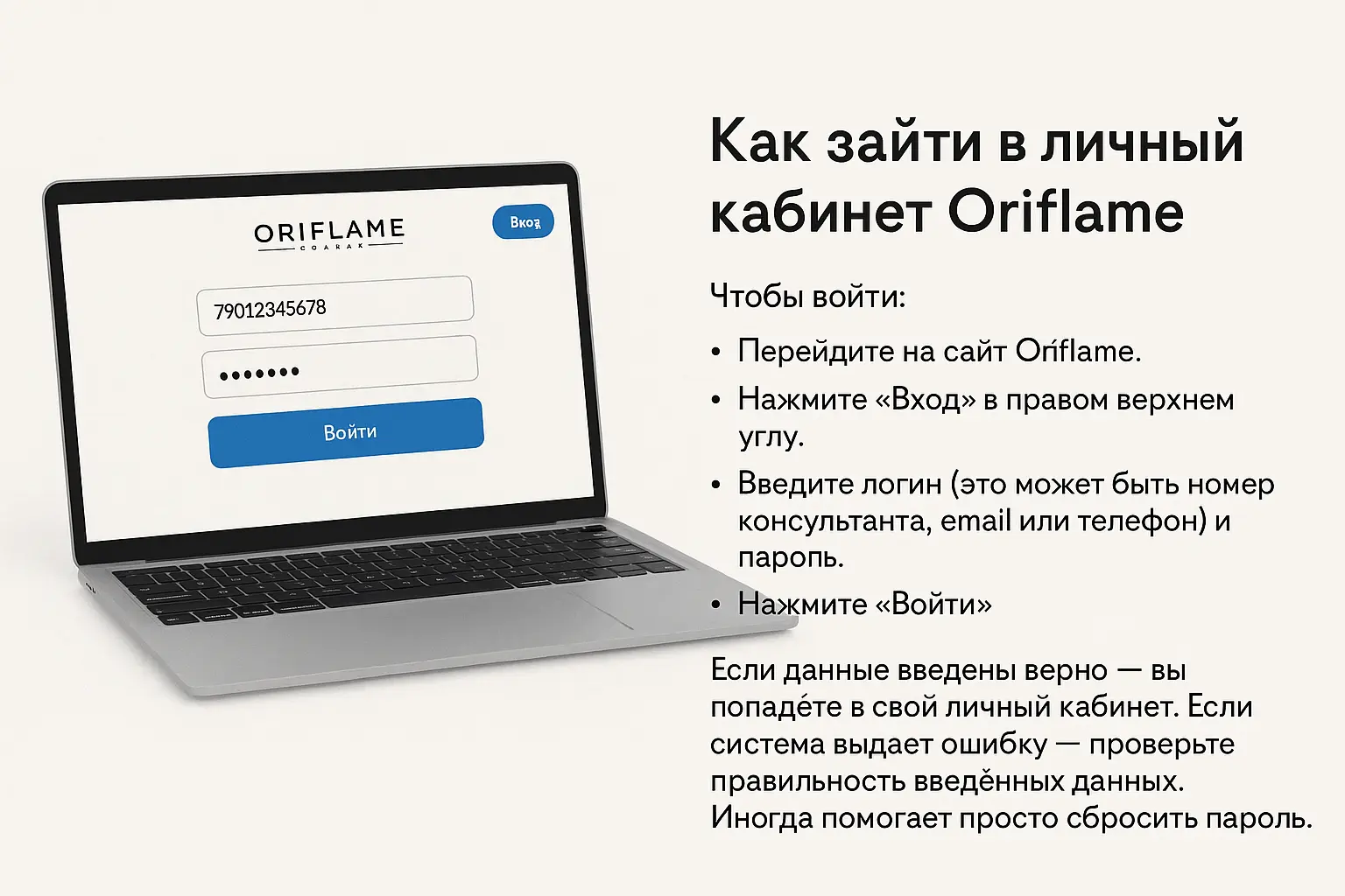 Как зайти в свой личный кабинет Орифлейм Казахстан